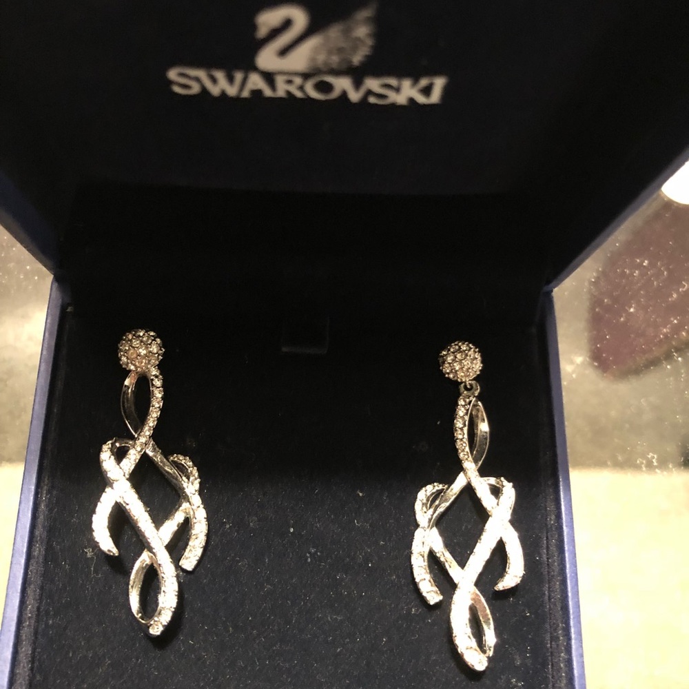 Swarovski earrings. Silver w/ crystals. Perfect.